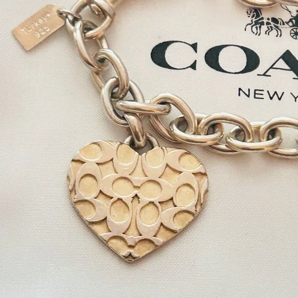 Coach 925 Y2K Heart Sterling Silver Charm Bracelet - Picture 2 of 11